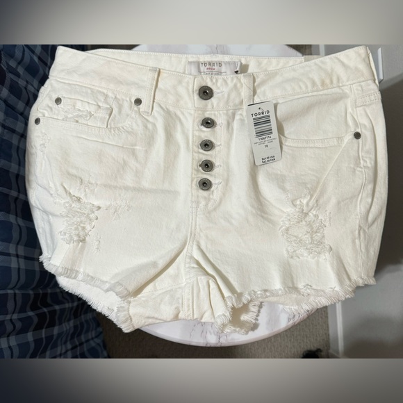 torrid Pants - Torrid Women's White Distressed Shorts